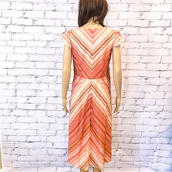 J.CREW, Boho cotton pink/peach coloured striped summer dress - Picture 11 of 14
